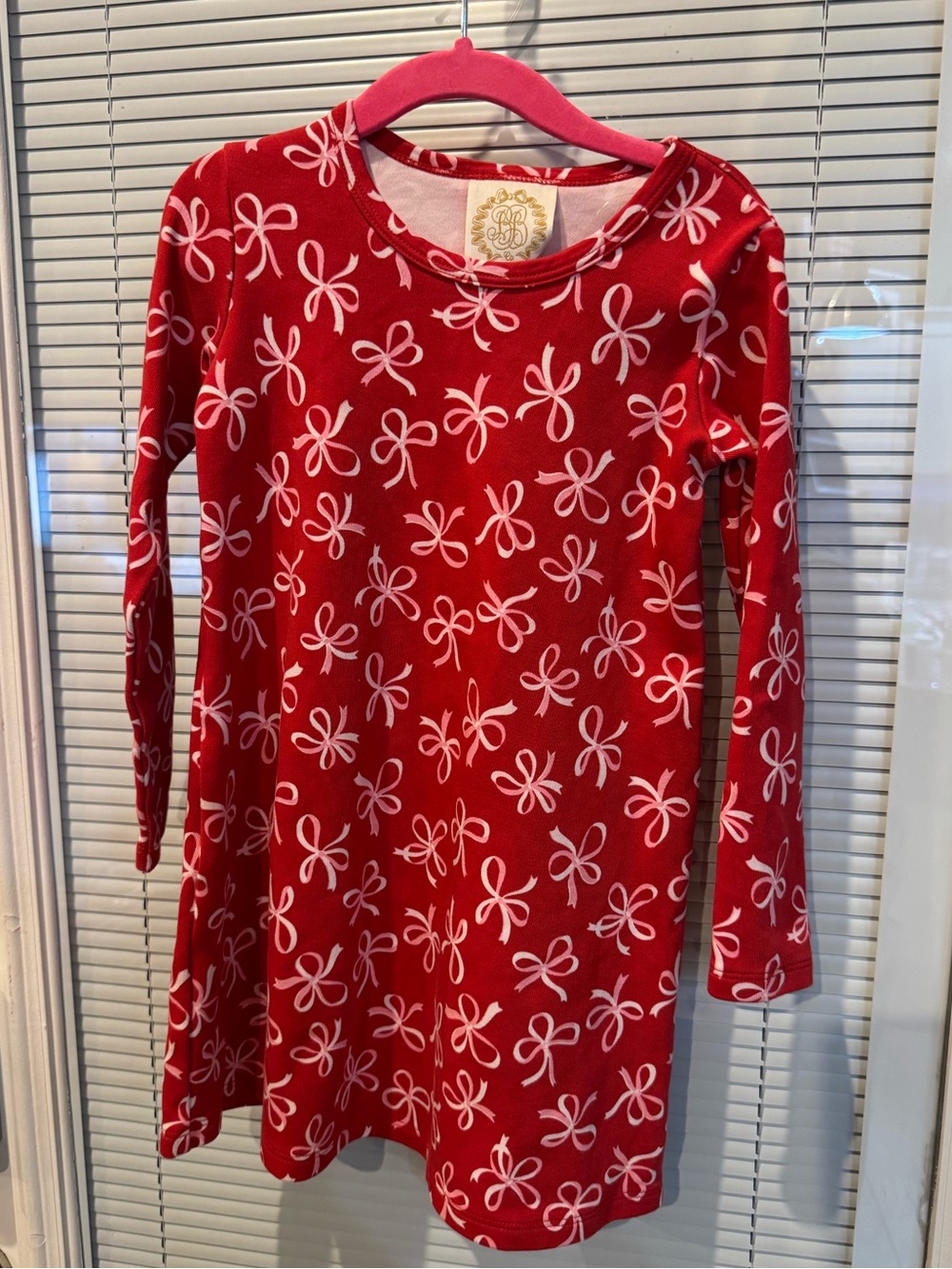 TBBC Beaufort Bonnet Red Bow Dress Size 6 Pima Cotton EUC